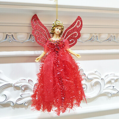 

New Christmas Pendants Angel Dolls With Glittery Wings Decorative Hanging Figurine Ornaments Holiday Gift Decorations