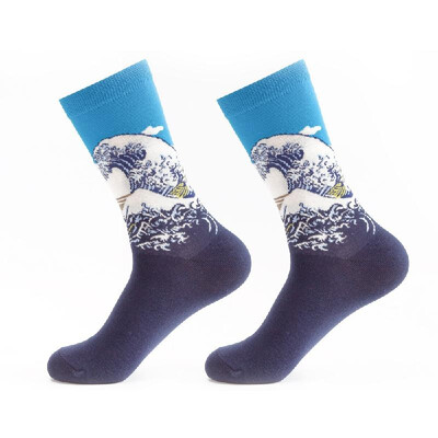 

A Pair Unique Oil Painting Series Comfortable Cotton Long Socks Warm&Breathable Sock for Men