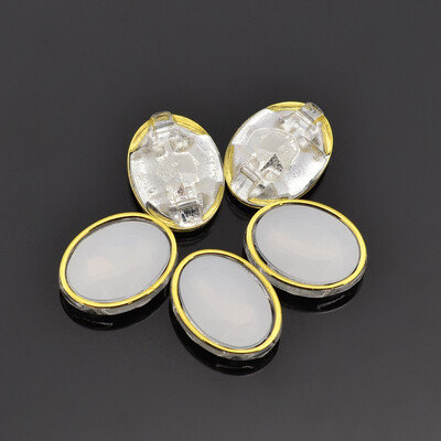 

Sew on Taiwan Acrylic Garment Accessories Faceted Oval WhiteSmoke 12x10x55mm Hole 05mm