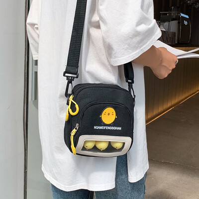 

Canvas messenger bag cute cute girl student light bag Korean version ins Harajuku style Sen small fresh handbag