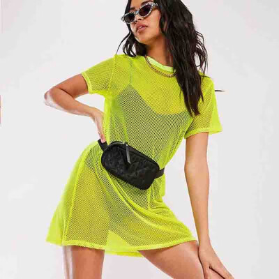 

Women Sexy See-through Bodycon Dress Mini Cover Up Evening Party Beach Clubwear