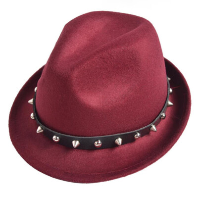 

Styles Unisex Women Men Trilby Jazz Hat Woolen Pork Pie Hat With Belt And Rivet