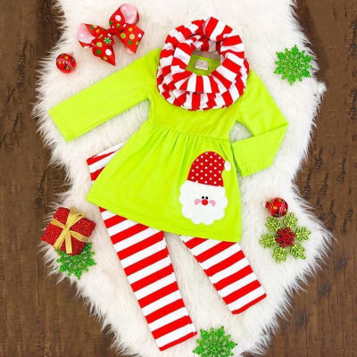 

Christmas Kids Baby Girls Outfits Clothes T-shirt Top Dress Long Pants Set