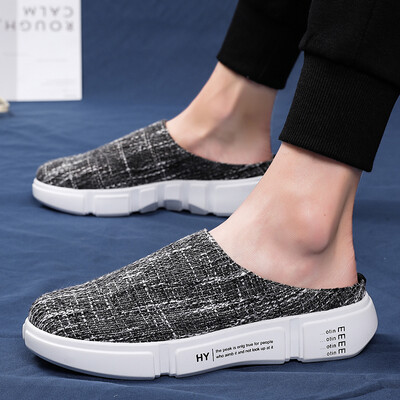 

Half-slipper mens summer heel-free Baotou canvas shoes breathable lazy sandals Viet Nam tide sandals mens bean shoes
