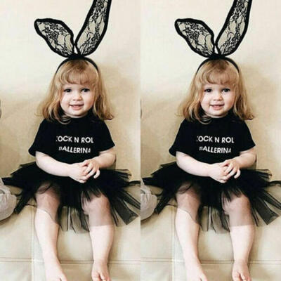 

Canis Newborn Baby Girls Romper Bodysuit Tulle Tutu Lace Dress Party Outfits Set