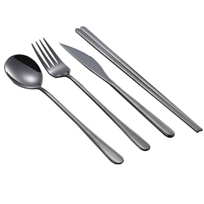 

Toponeto 4PCS Stainless Steel Upscale Dinnerware Flatware Cutlery Spoon Chopsticks BK