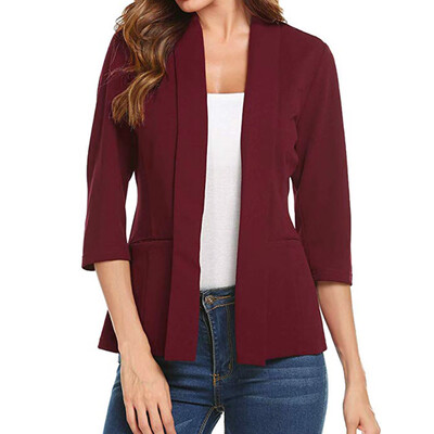 

Toponeto Women Mini Suit Casual 34 Sleeve Open Front Work Office Blazer Jacket BKL