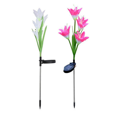 

Oasismall 2PCS Solar LED Lotus Lawn Light 7 Color Changing Pathway Lamp