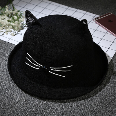 

SpringSummer Lace Ear Hat Female Personality Fashion Dome Covered Hat Creative Basin Hat Wholesale