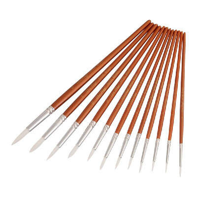 

Professional 12pcs Round Pointed Tips Paint Brushes Set Tool Fine Tip Paintbrush with Nylon Hair Wooden Handle Art Drawing Supplie