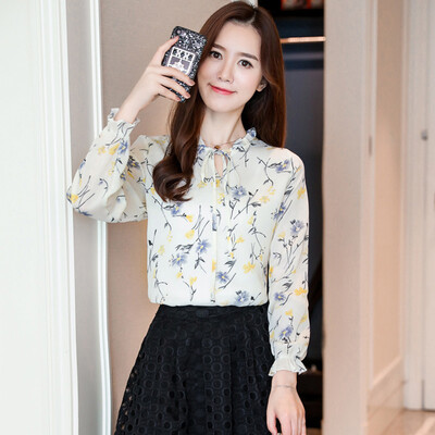 

Fashion Women Floral Shirt Ladies Casual Long Sleeve Casual Work Blouse Tops