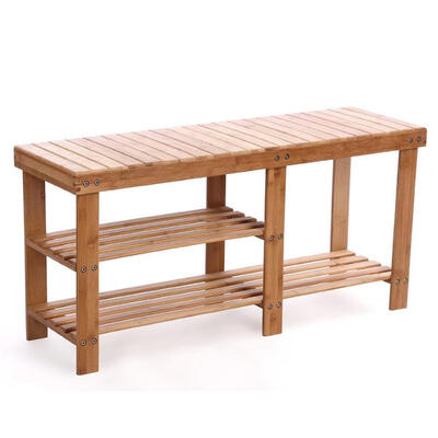 

100 Natural Bamboo Entryway Bench Hallway Shoe Storage Shelf Boot Rack Organizer
