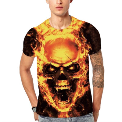 

Toponeto Mens 3D Summer Casual T-shirt Skull Printing Sport Breathable Top Blouse