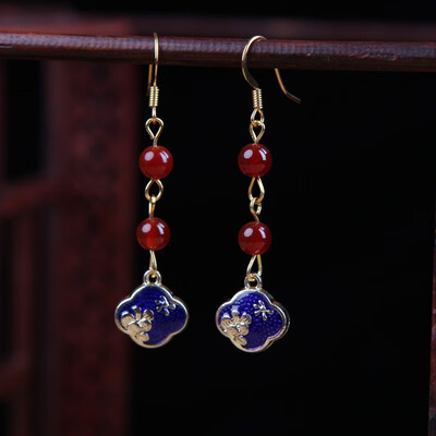 

Cloisonne earrings retro ethnic style earrings atmosphere long temperament earrings Chinese style earrings