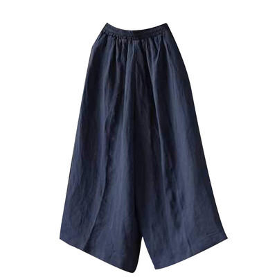 

Womens Pants Baggy Elastic Waist Wide Leg Solid Color Casual Beach Trousers