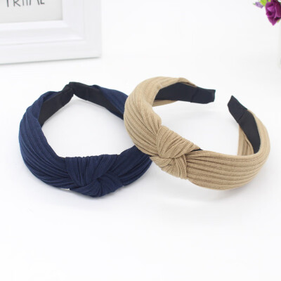 

Women Striped Hairbands Girls Vintage Knitting Twisted Knotted Headband Wide Hair Bands Headwear Accessories