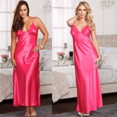 

Womens Satin Lingerie Ladies Nightie Nightwear Night Dress Silk Chemise