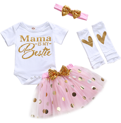 

Newborn Baby Girls Mothers Day Outfits Clothes Romper Tutu Skirt 4PCS Set
