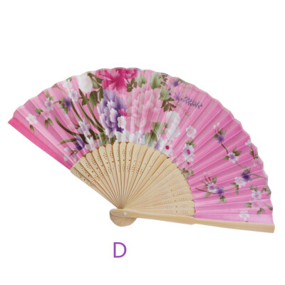 

Siaonvr Vintage Bamboo Folding Hand Held Flower Fan Chinese Dance Party Pocket Gifts