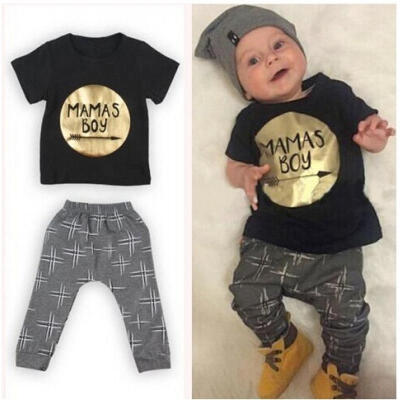 

2016 Summer 2pcs Newborn Infant Baby Boys Kid Clothes T-shirt Tops Pants Outfits Sets 0-24 Children&39s Clothing Set