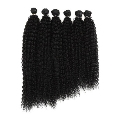 

Nobre Afro Kinky Curly Cabelo Weave 18-22 polegada 6 peçaslote Pacotes Com Fecho de Cabelo Sintético Ombre Feixes de Cabelo cabel