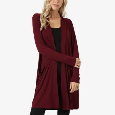 

Women Boho Long Sleeve Open Front Knit Cardigan With Pockets Bohemian Knitted