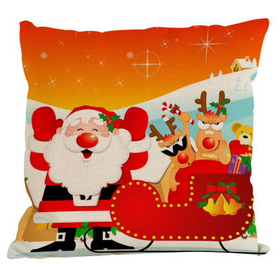 

Gobestart New Christmas Cotton Linen Pillow Case Sofa Cushion Cover Home Decor