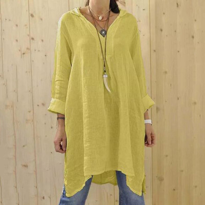 

Womens Tunic Blouse Long Sleeve Solid V-neck Shirts Irregular Loose T-shirt Tops