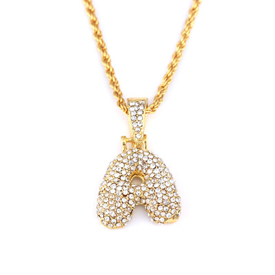 

Available Custom Bubble Letters Name Pendant Iced Out 18K Gold Rhinestone Hip Hop Necklaces Jewelry Gift