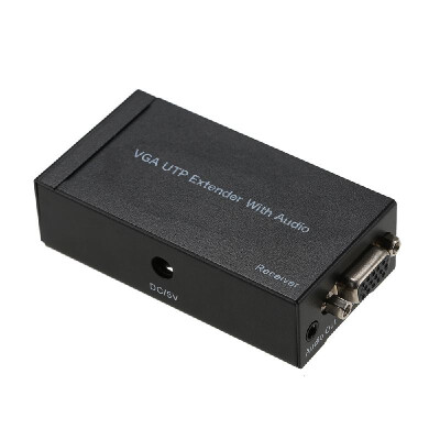 

300M VGA UTP Extender 1x1 Splitter 1080P with Audio via Cat55e6 RJ45 Ethernet Cable Compatible with HDTV Monitor Projector