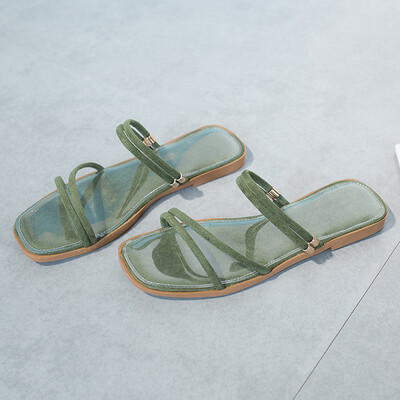 

Shoes with hemiskirts 2019 summer version of the new Korean version of flat-soled slippers female Internet celebrities fashion
