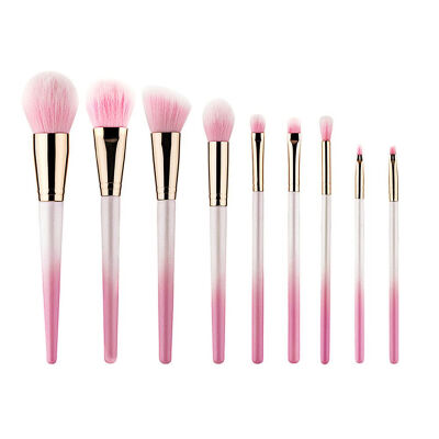 

9pcsset Pink Soft Smooth Fiber Color Gradually Changing Wood Handle Cosmetics Makeup Powder Brushes