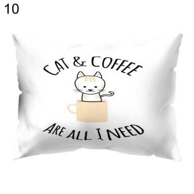 

Cat Building Letter Coffee Pillow Case Cushion Cover Sofa Car Cafe Office Decor