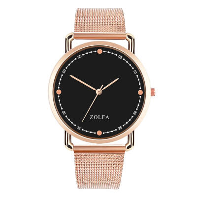 

ZOLFA Men Simple Watch Round Dial Mesh Band Business Casual Quartz Watches