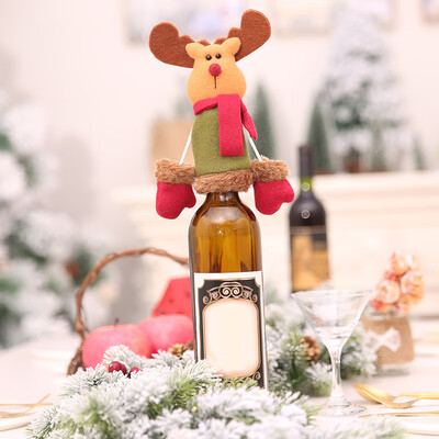 

New Christmas Decor Cartoon Santa Claus Snowman Deer Wine Bottle Cover Clothes