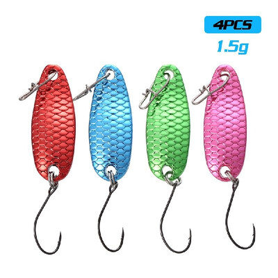 

4pcs Multi Colors Mini Metal Spoon Lures Set Hard Fishing Baits with Feather 15g2g25g35g5g75g