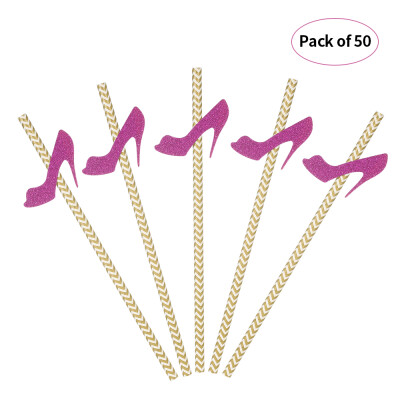 

50pcsset Glitter Color Disposable Paper Drinking Straws for Birthday Wedding Swimming Pool Party Decorations Supplies--Bone