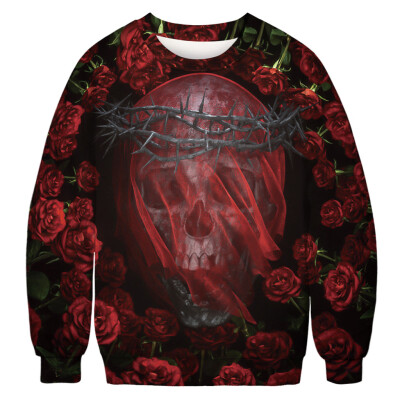 

Toponeto Mens Casual Scary Halloween 3D Print Party Long Sleeve Hoodie Top Blouse