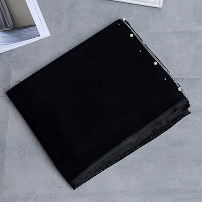 

2017 autumn&winter new Korean beaded pearl imitation cashmere scarf female shawl thickening bib double-sided solid color generation