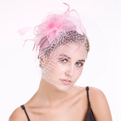 

Wedding Races Party Hair Clip Net Hat Bride Cones&Feathers Occasion