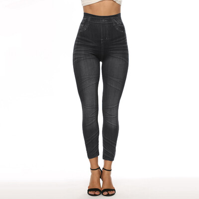 

Tailored Ladiesprinted Jeans Bottoms Hip Lift Overshoot And Slim Nine-minute Pants
