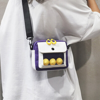 

Female bag 2019 new girl fashion canvas bag summer small fresh transparent bag wild insyang air Messenger bag