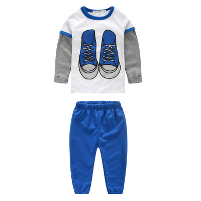 

Toddler Kids Baby Boys Shoes Printed T-shirt Tops Pants Trousers Outfit Set
