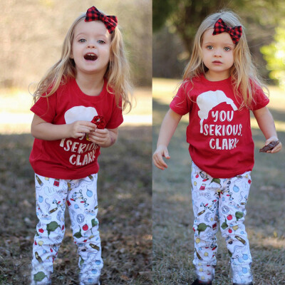 

Toddler Kids Baby Girl Letter T shirt TopsPants Christmas Outfits Clothes Set