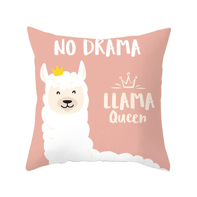 

8 Patterns 18X18Inch Cute Alpaca Pillowcase Car Sofa Peach Skin Cushion Cover Home Decor