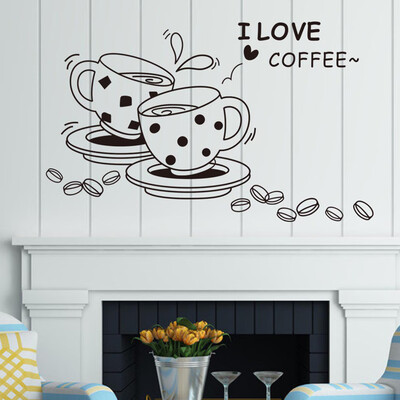 

I Love Coffee Restaurant Storefront Kitchen DIY Fashion Home Wall Sticker
