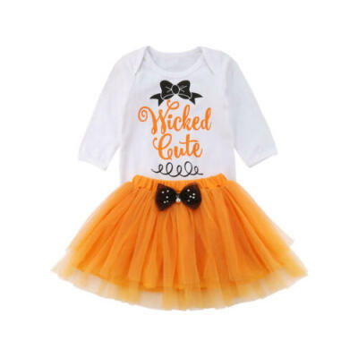 

Cute Newborn Baby Girls Halloween Cotton Tops RomperTuTu Skirt Outfits Clothes