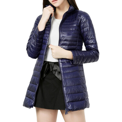 

Toponeto Womens Light weight Packable Down Coat Stand Collar Long Down Jacket