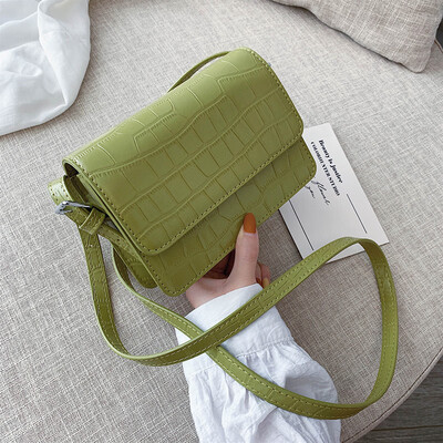 

Small fresh bag female new fashion simple crossbody shoulder bag wild stone pattern small square bag tide