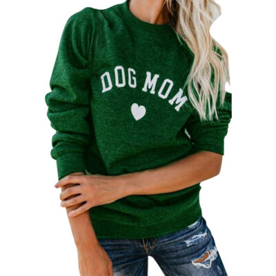 

Dog Mom Womens Plus Velvet Fashion Long Sleeve Casual Sweatshirt Printing Heart-shaped Print Kawaii Sweatshirt Clothing